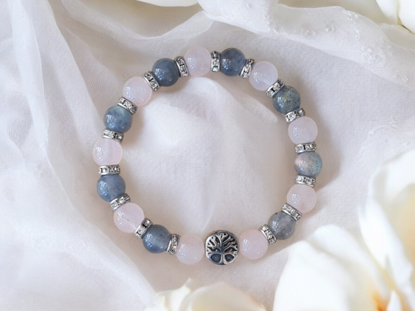 Bracelet quartz rose cristal de roche anti stress